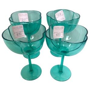 Green Acrylic Margarita Cocktail Glasses Set 4 Party Wine Wedding Martini Cups